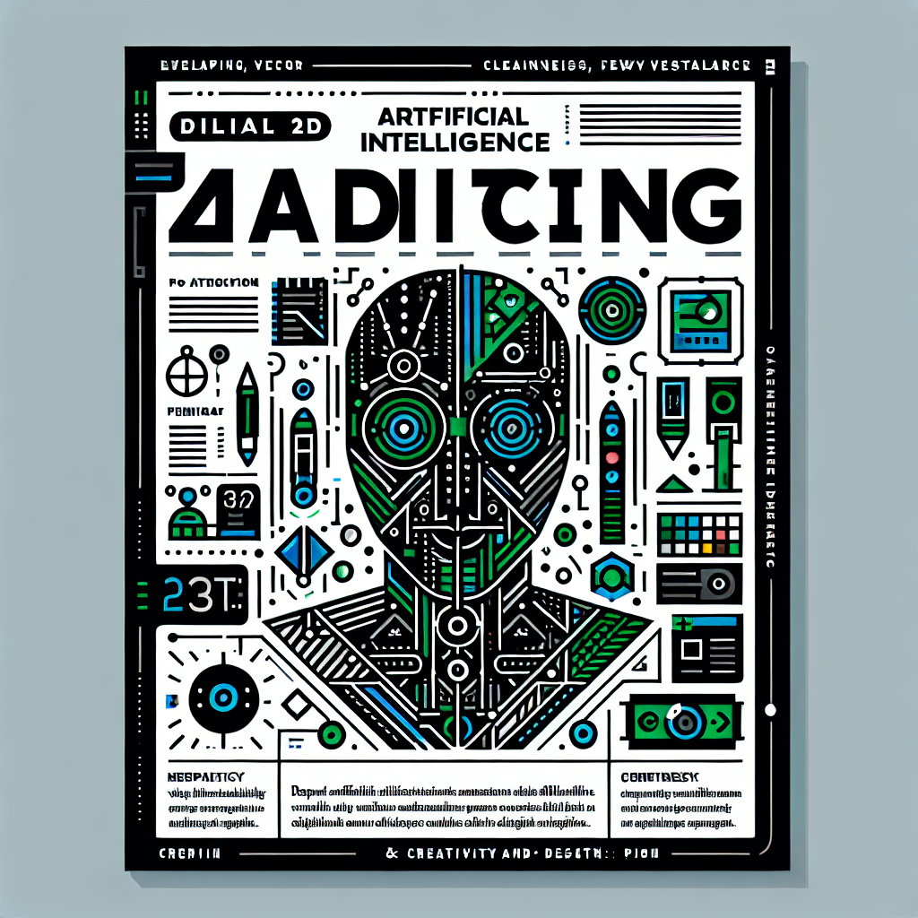 "Create a digital magazine design infused with AI elements, showcasing futuristic visuals, vibrant colors, and sleek, modern typography, highlighting how artificial intelligence enhances creativity and design."