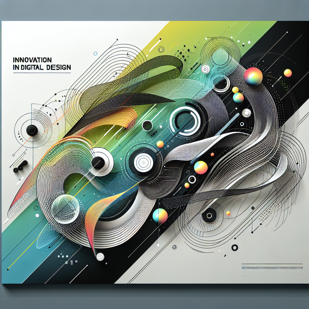 Create a futuristic and creative motion poster using AI technology, showcasing a dynamic blend of vibrant colors and abstract shapes with a central theme of innovation in digital design. Include elements that convey motion and energy, like swirling lines or glowing orbs, set against a sleek, modern background.