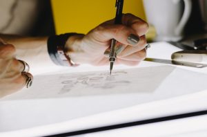 Sketsa storyboard tahap awal produksi animasi